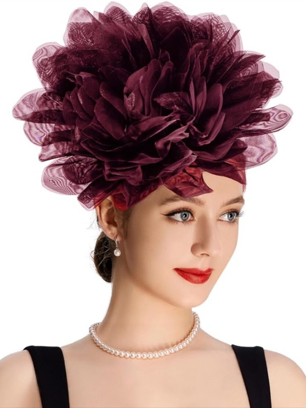 NEW! Elegant Burgundy Flower Fascinator Hat